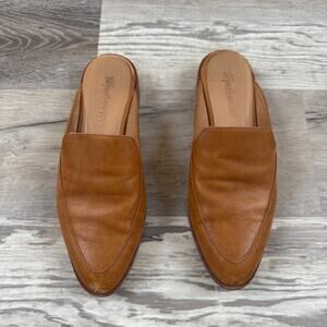 Madewell Leather Mule Slides Brown Square Toe Low Heel Minimalist Size 6.5